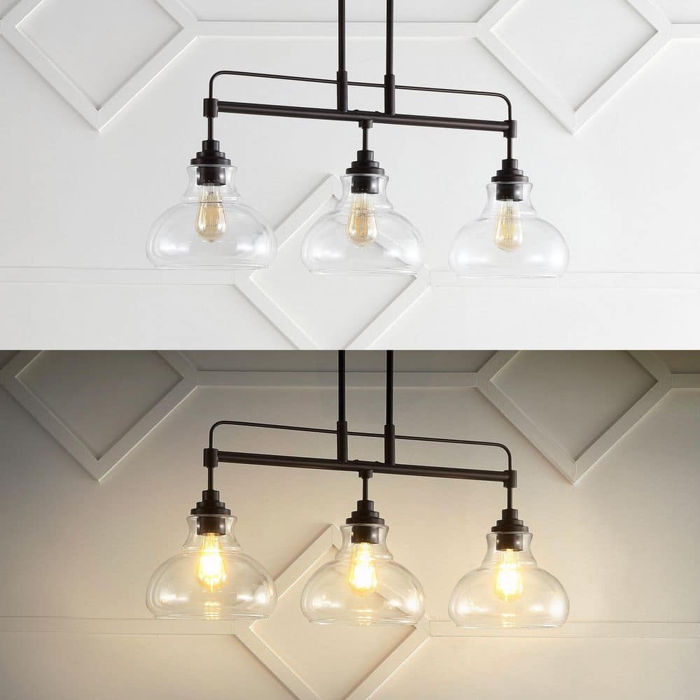 Marlowe 32.5" Oil-Rubbed Bronze 3-Light Industrial Farmhouse LED Pendant