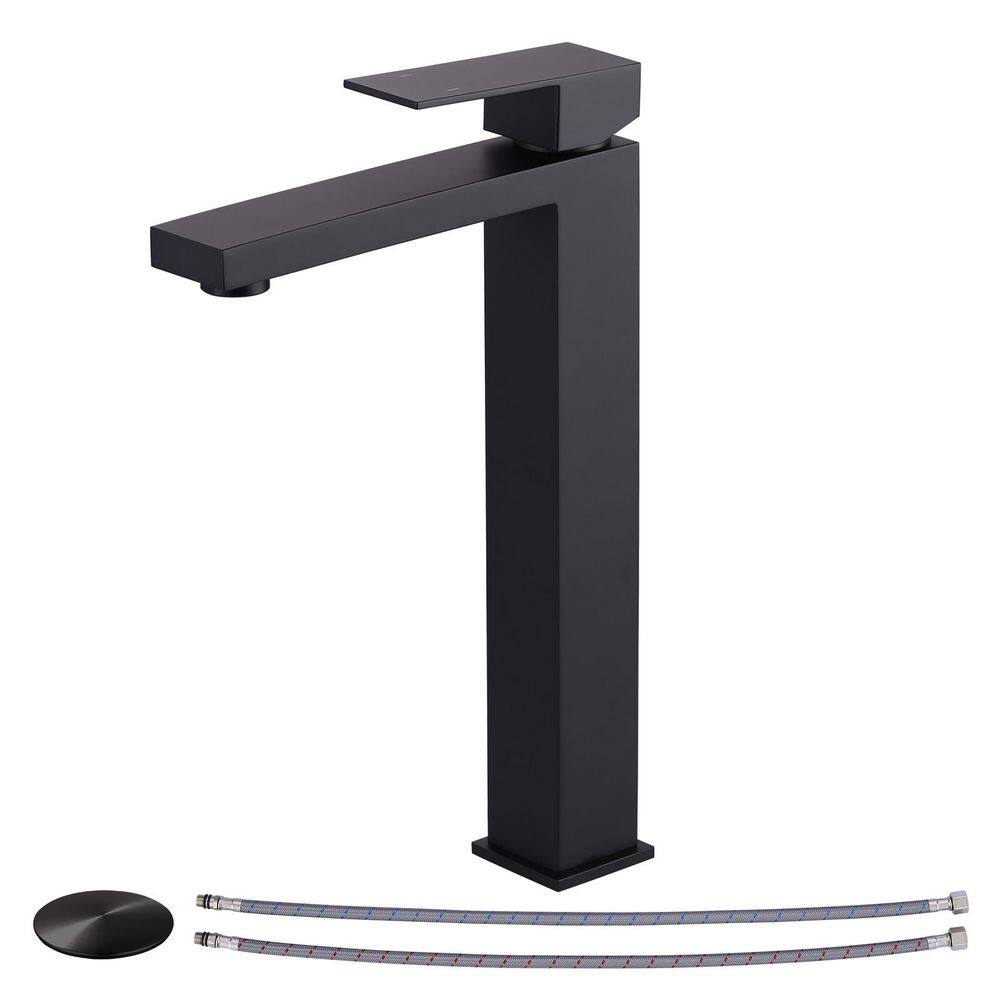 Single Handle Single Hole High Arc Bathroom Faucet with Pop-Up Drain in Matte Black price history on PriceWatchPro