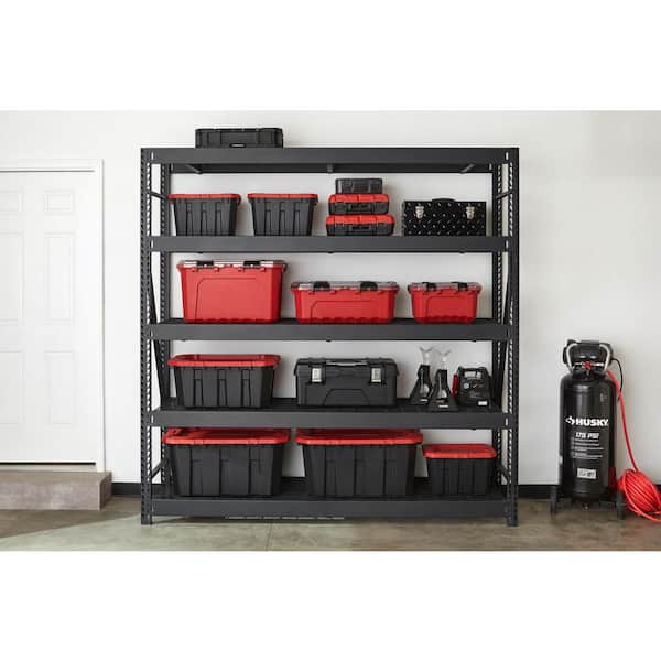 5-Shelf Metal Industrial Duty Freestanding Garage Storage Shelving Unit in Black (90 in. W x 90 in. H x 24 in. D)