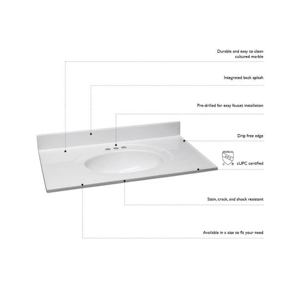 Design House 61 In W Cultured Marble, Bathroom Vanity Top Sizes