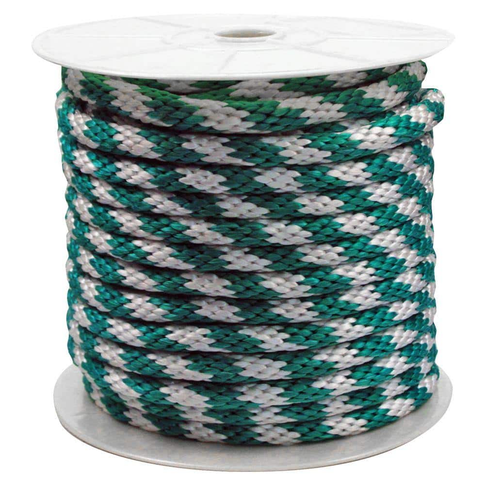 Rope King 5/8 in. x 140 ft. Solid Braided Poly Rope Green and White  SBP-58140GW - The Home Depot