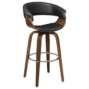 Zion 29.5 in. Walnut and Black Wood Bar Stool