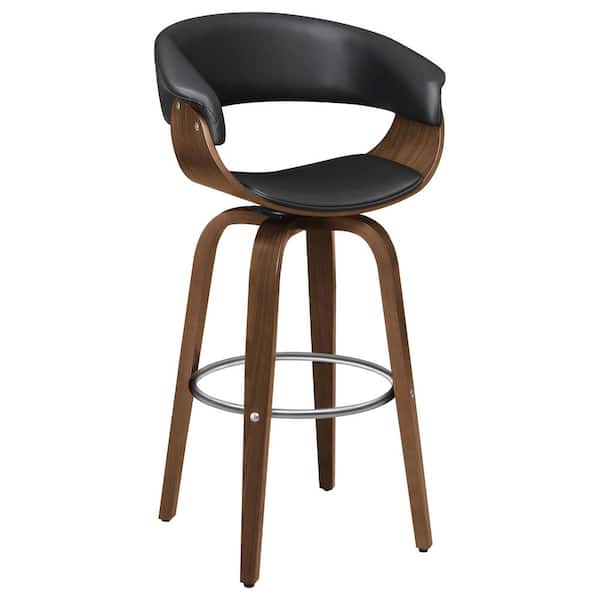 Coaster Zion 29.5 in. Walnut and Black Wood Bar Stool