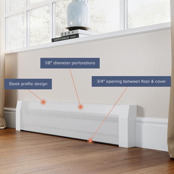 Baseboarders Electric Baseboard Heater Cover 3 ft. Galvanized Steel Slip-On Panel with Endcaps - Pack