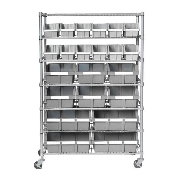 Seville Classics Steel Heavy Duty 7-Tier Utility Shelving Unit (48-in W x  14-in D x 52.5-in H), Chrome in the Freestanding Shelving Units department  at
