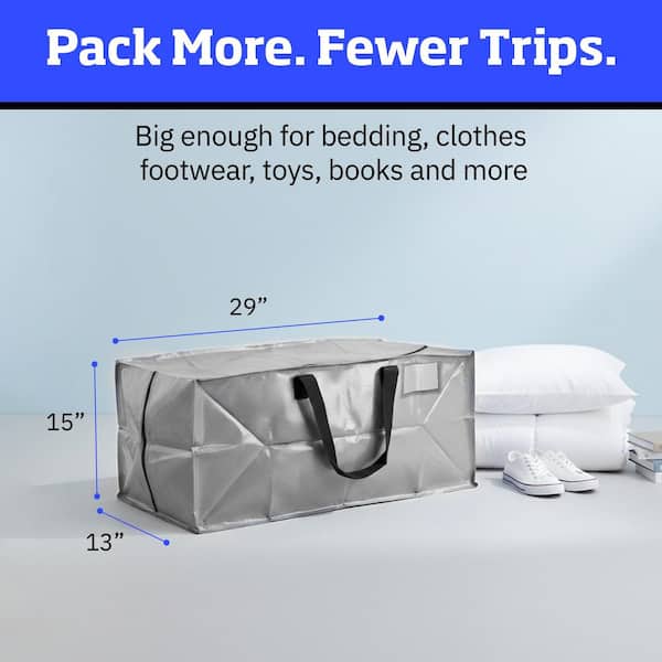 20 Gal. Heavy-Duty Moving and Storage Bag Grey Polypropylene (4-Pack)