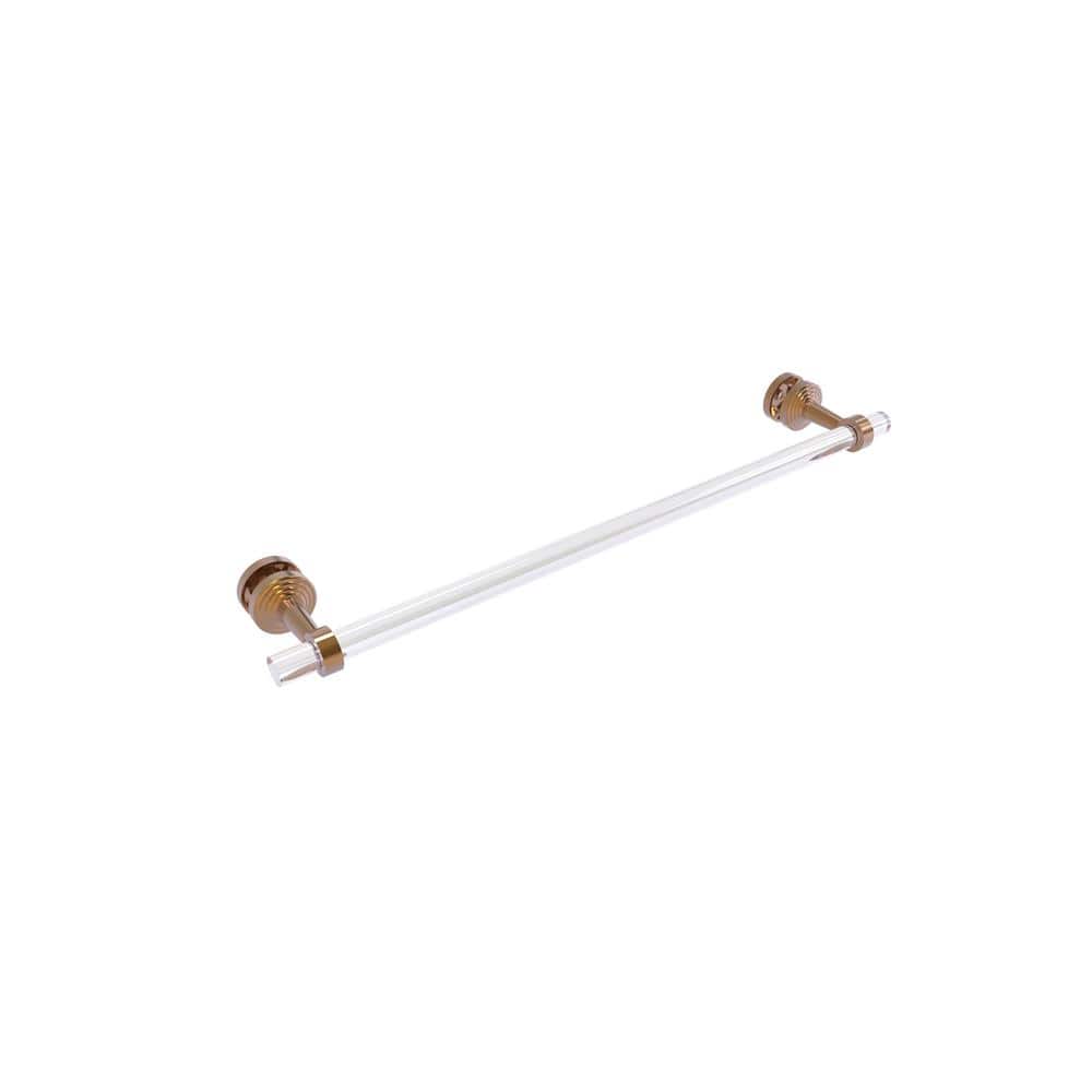Brushed Bronze and Clear Acrylic 24 Inch Wall Mounted Towel Bar