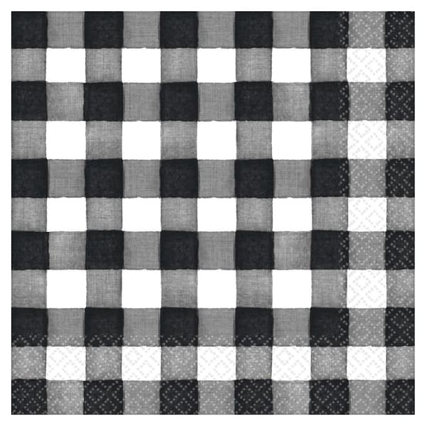 Amscan 6.5 in. x 6.5 in. Black and White Checkered Paper Thanksgiving Lunch Napkins (5-Pack)