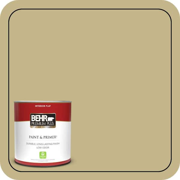 BEHR PREMIUM PLUS 1 qt. #BIC-27 Modish Moss Flat Low Odor Interior Paint & Primer