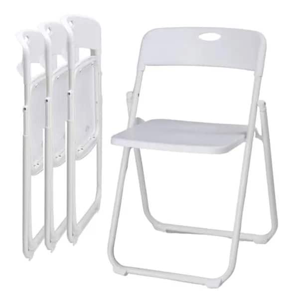 4-Pack Plastic Folding Chairs, Stackable Commercial Chairs, Portable Event Seats Indoor Outdoor, White