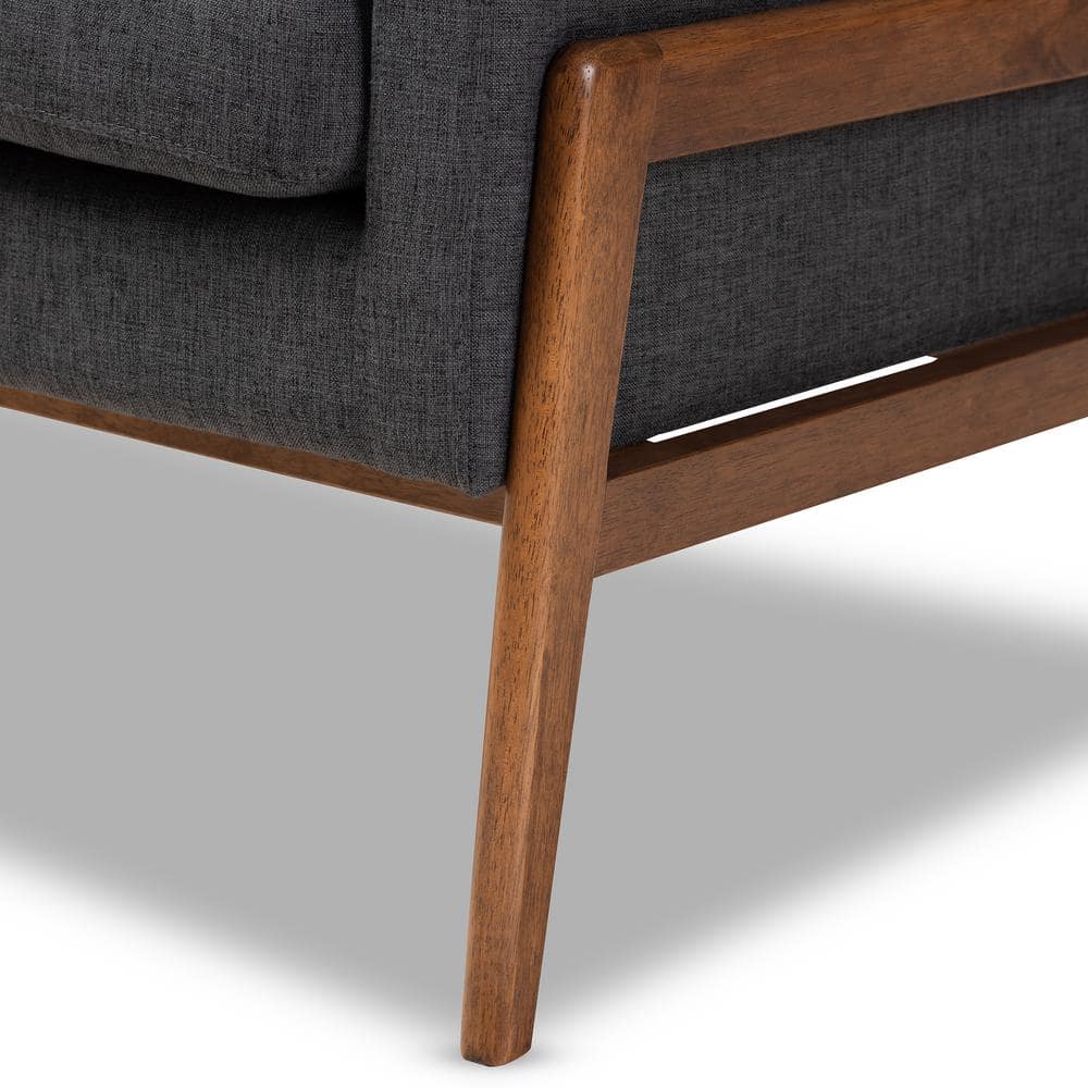 Dark Grey Faux Leather and Wood Accent Chair