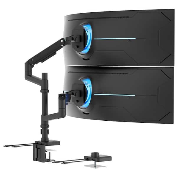 Heavy-Duty Dual Stacking Monitor Mount with Pole and Gas Spring Arms for 17 in. to 49 in. Ultrawide Monitors