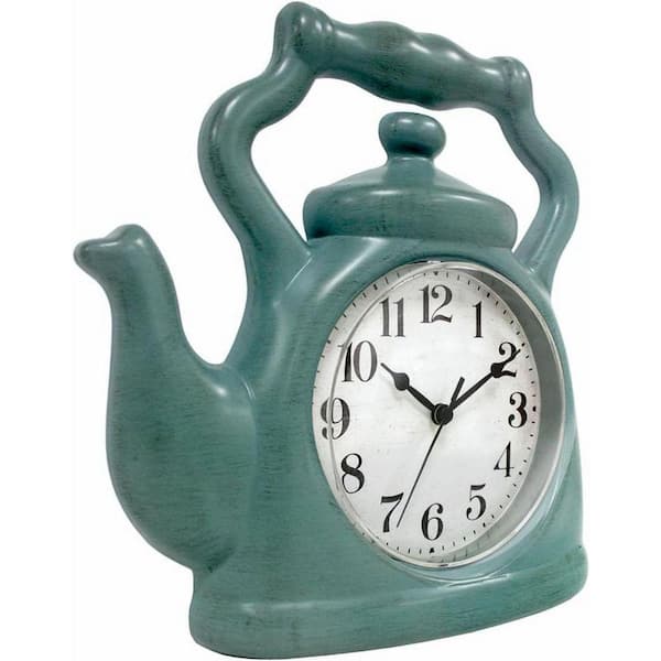 Modern Farmhouse Green Analog Plastic Silent Non Ticking Teapot