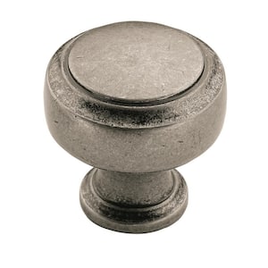 Highland Ridge 1-3/16 in (30 mm) Diameter Aged Pewter Round Cabinet Knob