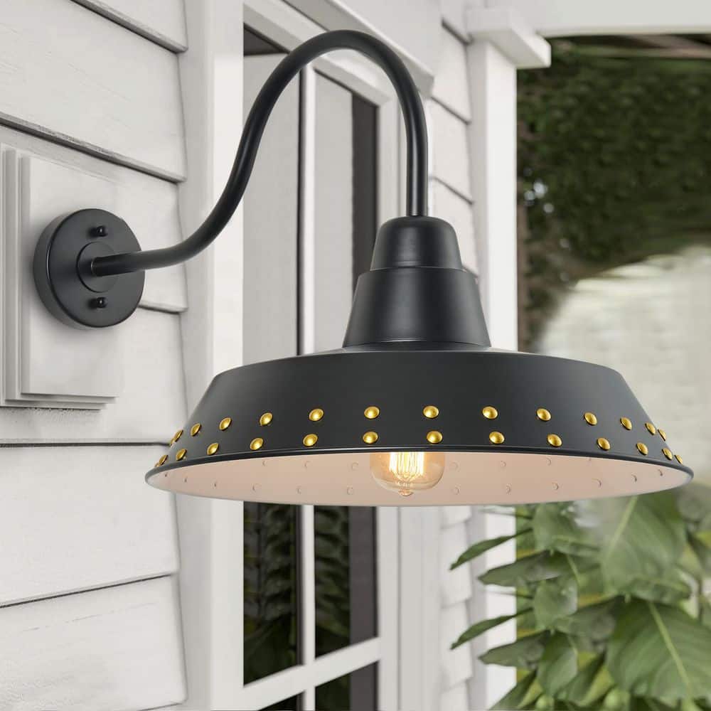 18.11 in. Farmhouse 1-Light Black Outdoor Gooseneck Wall Sconce Barn Light price history on PriceWatchPro