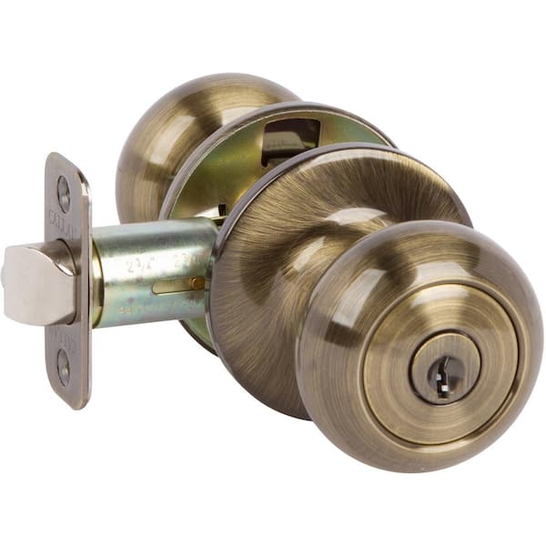 DELANEY HARDWARE Saxon Antique Brass Keyed Entry Door Knob