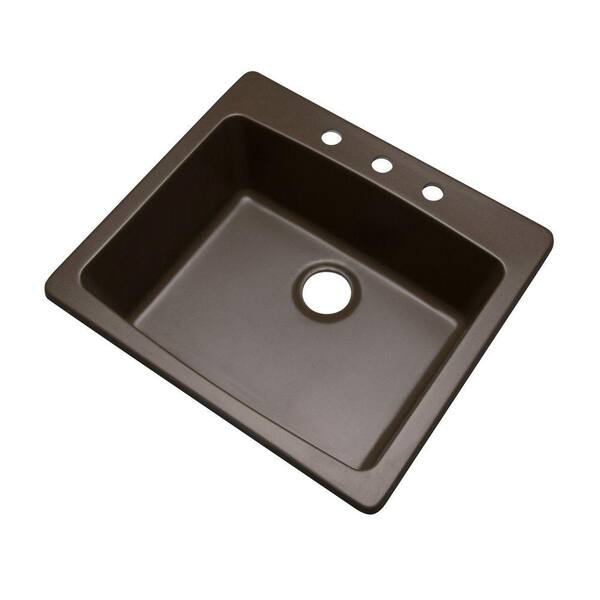Mont Blanc Northbrook Drop-In Composite Granite 25 in. 3-Hole Single Bowl Kitchen Sink in Mocha