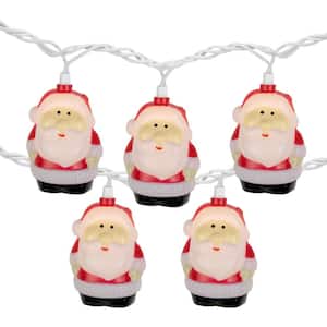 10-Count Santa Claus Christmas Light Set 6 ft. Green Wire
