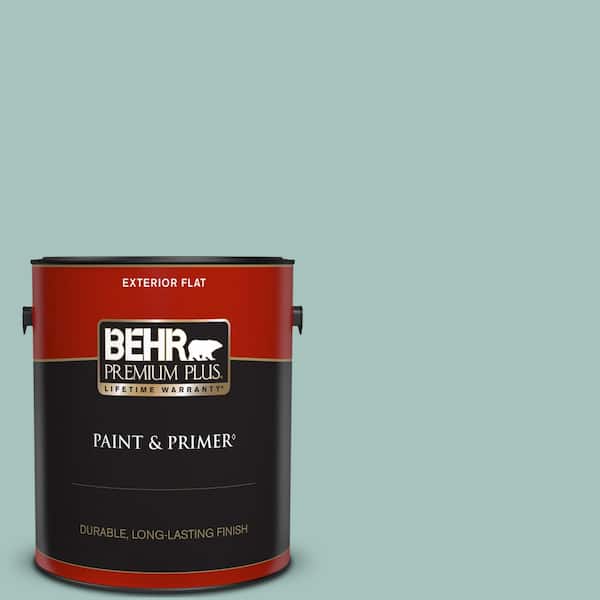 BEHR PREMIUM PLUS 1 gal. #T17-08 Polished Aqua Flat Exterior Paint & Primer