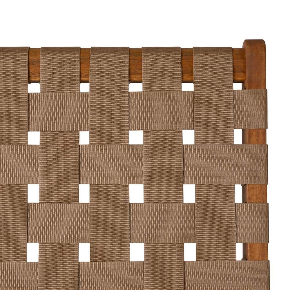Sava Brown Acacia Wood Folding Chair with Woven Seat