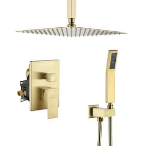 2-Function 12 in.Ceiling-Mounted Shower System in Brushed Gold