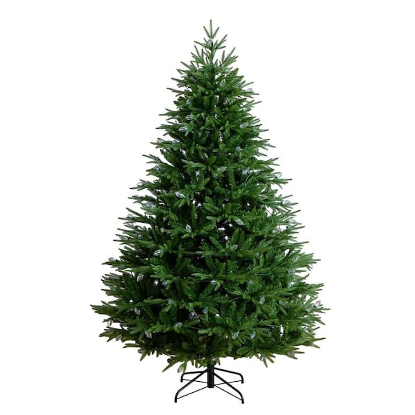 7 ft. Pre-Lit Artificial Luxembourg Pine Christmas Tree with 340-Multicolored Traditional Bulb LED Lights