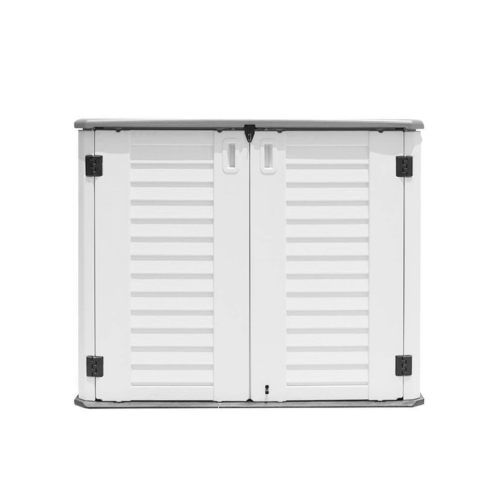 WELLFOR 50 in. W x 29 in. D x 41 in. H Off White HDPE Outdoor Storage