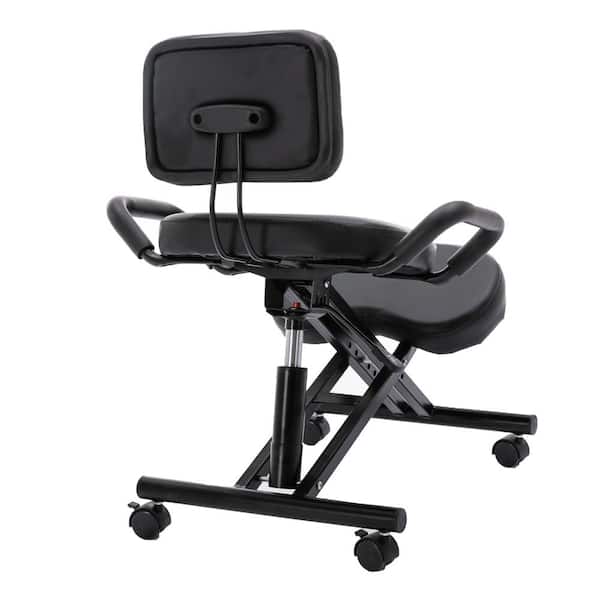 Gray Adjustable Ergonomic Kneeling Chair with Back Support – Dragonn