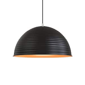 12.20 in. 1-Light Matte Black Pendant with Bowl Shaped, Modern and Simple Style