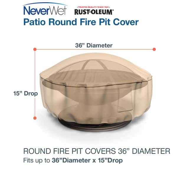 Budge Rust Oleum Neverwet 36 In Dia 15 In Drop Tan Outdoor Fire Pit Cover P9a15tnnw1 The Home Depot