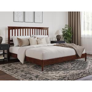 Becket Walnut Brown Solid Wood Frame King Low Profile Platform Bed