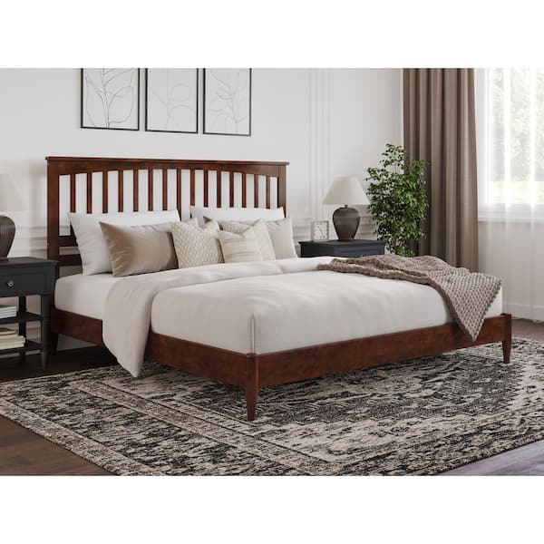 AFI Becket Walnut Brown Solid Wood Frame King Low Profile Platform Bed ...