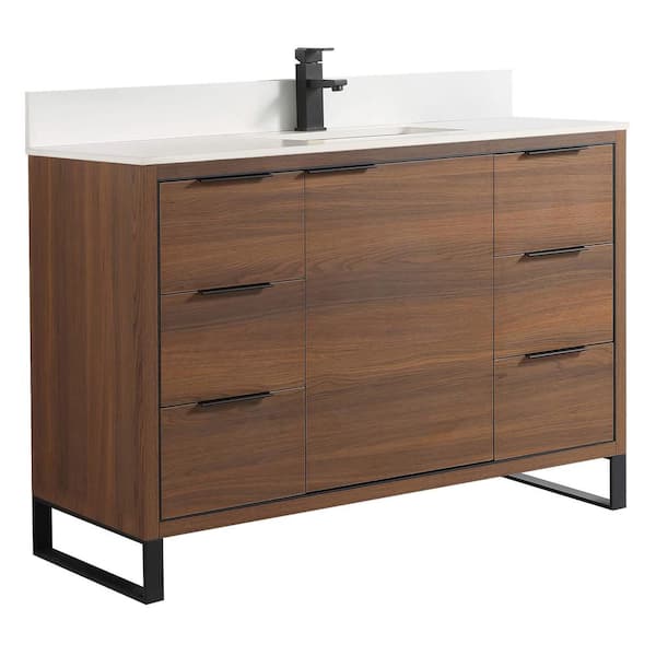 Opulence 48 in. W x 18 in. D x 33.5 in. H Single Sink Bath Vanity in Walnut Ebony with White Top