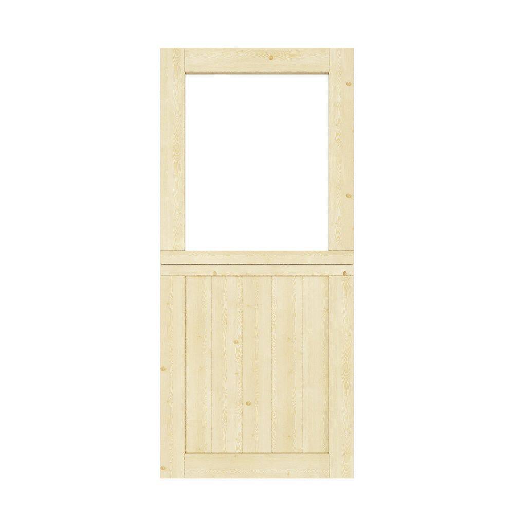 36 in. x 80 in. Solid Pine Universal 1 Lite Clear Glass Unfinished Dutch Wood Front Door Slab +Blackout Curtain+Rods price history on PriceWatchPro