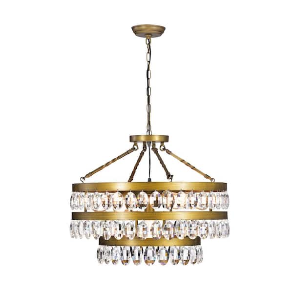 GREENVILLE SIGNATURE Tarabusco 7-Light Bronze Crystal Chandelier for Living/Dining Room, Bedroom, Foyer, with No Bulbs Included