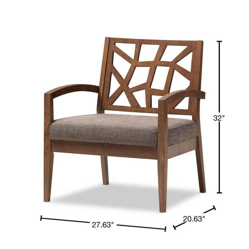 Jennifer Gray Twill and Walnut Wood Accent Chair