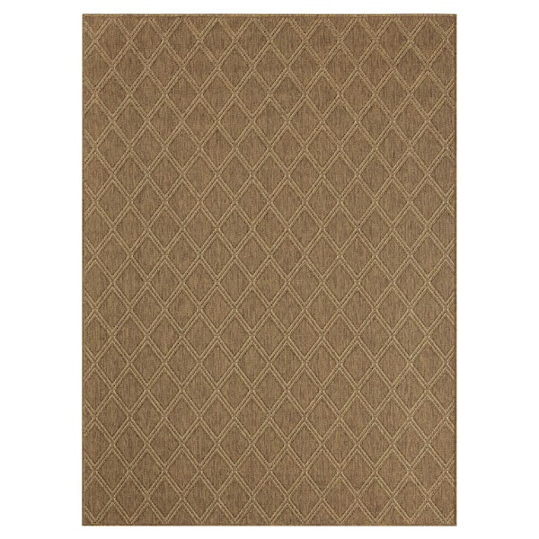 Home Dynamix Tripolo Mila Brown/Ivory 8 ft. x 10 ft. Diamond Indoor/Outdoor Area Rug