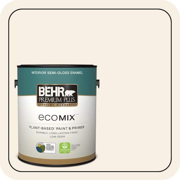 1 gal. #ECC-50-2 Rustic Cream Semi-Gloss Enamel EcoMix Plant-Based Interior Paint & Primer