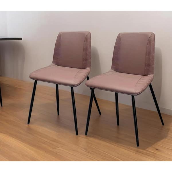 HomeRoots Brown And Black Upholstered Faux Leather Side Chair (Set of 2)