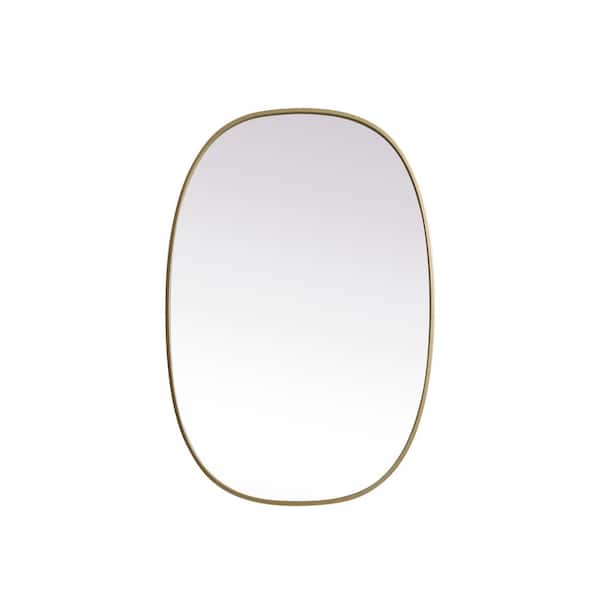 Unbranded Simply Living 27 in. W x 40 in. H Oval Metal Framed Brass Mirror