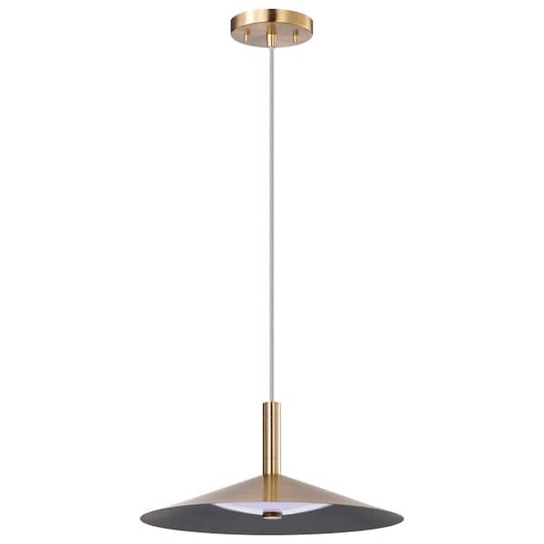 Corrine 18-Watt 1-Light Burnished Brass Transitional Integrated LED Pendant Light, CCT Selectable