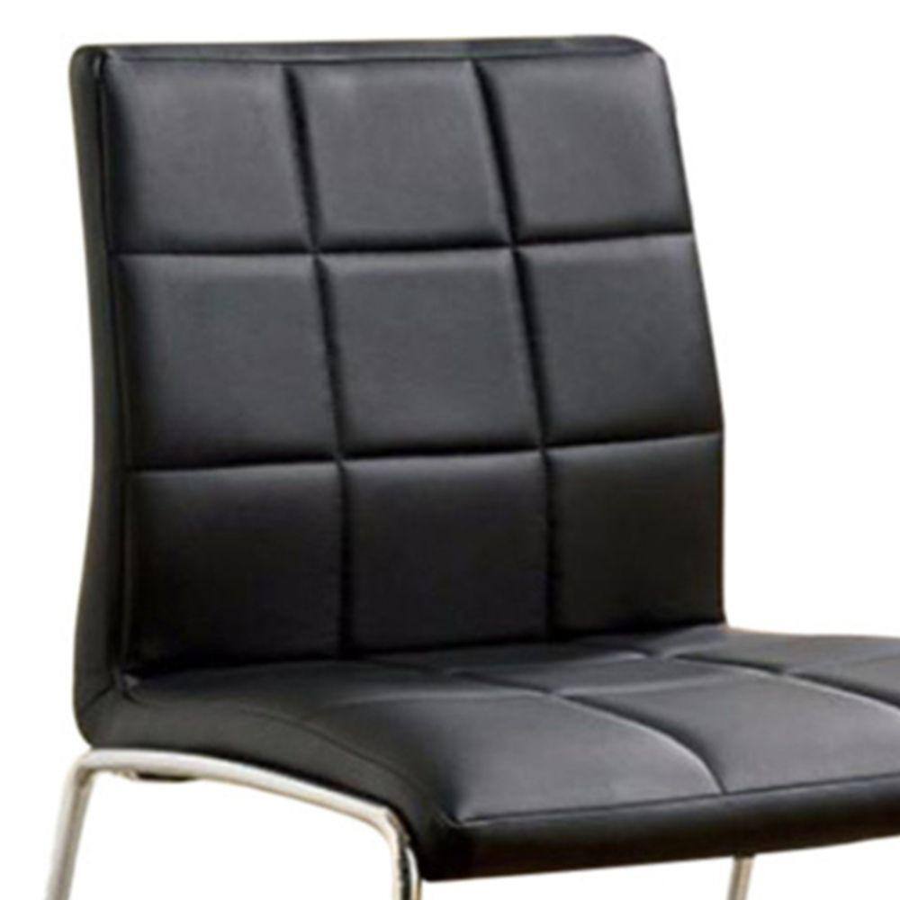 Modern Black Faux Leather Side Chair with Chrome Legs