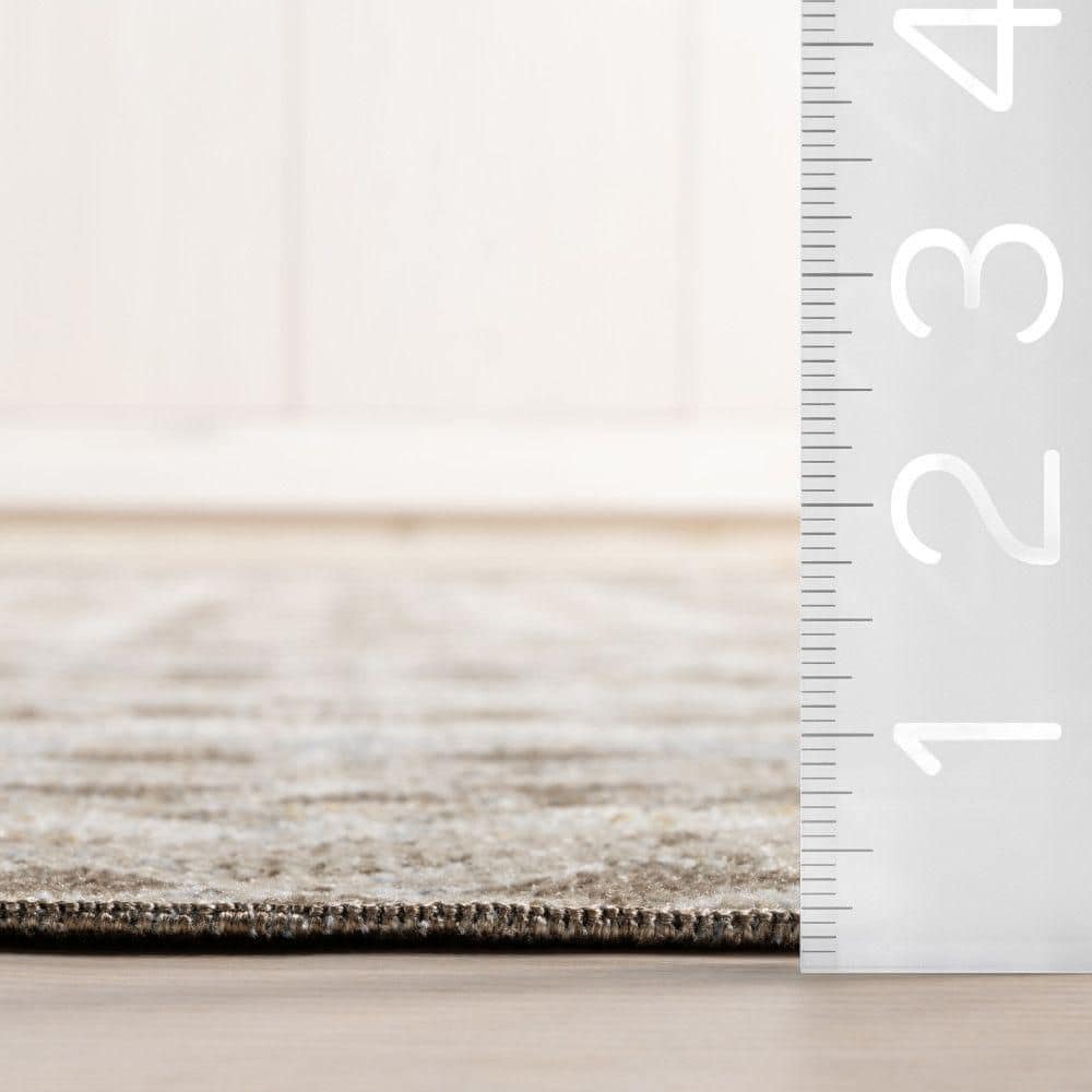 Eco-Friendly Beige Bohemian 8' x 10' Machine Washable Area Rug