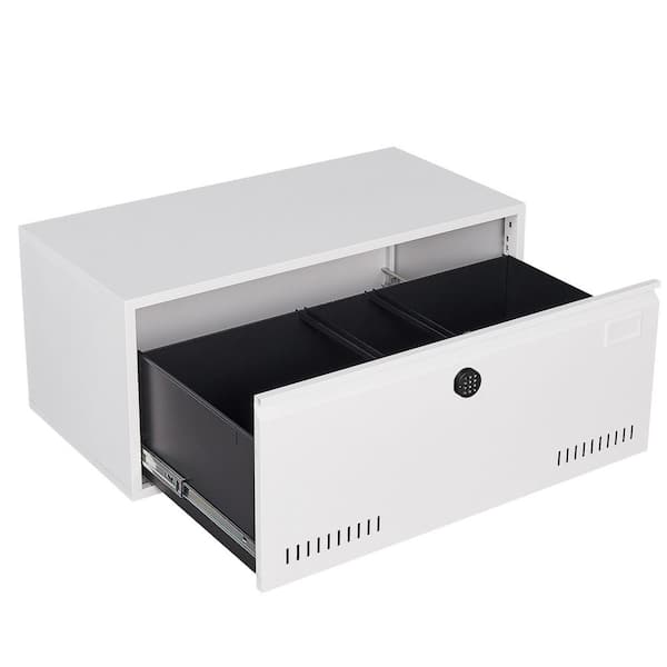 Aoibox Electronic Digital 1-Drawer White 15.75 in H x 35.43 in W x 17.72 in D Metal Lateral File Cabinet with Hanging Rod