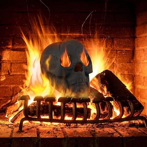 Ceramic Fireproof Fire Pit Skull, Reusable Imitated Human Skull for Gas Black