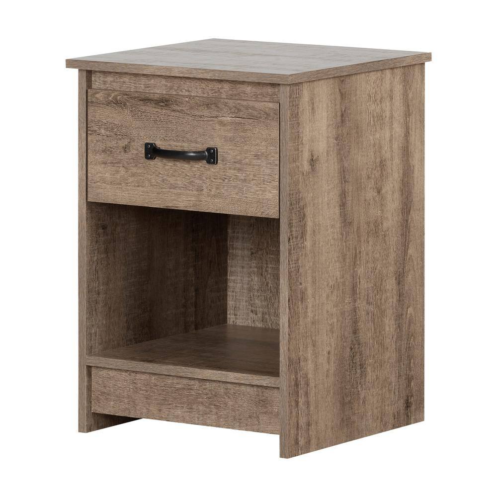 South Shore Tassio 1 Drawer Weathered Oak Nightstand 12416 The Home Depot