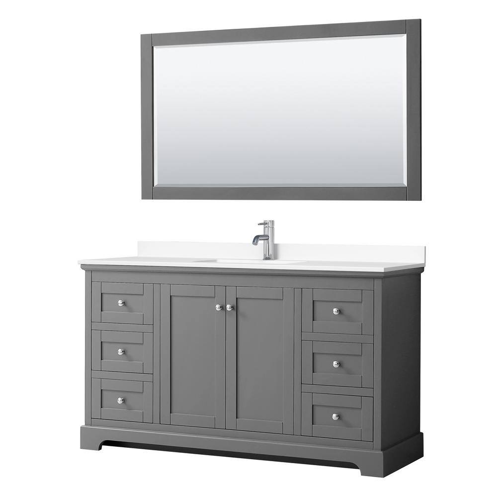 Avery 60'' Dark Gray Single Bathroom Vanity with Marble Top