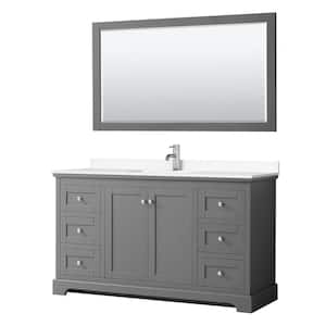 Avery 60 in. W x 22 in. D Single Vanity in Dark Gray with Cultured Marble Vanity Top in White with Basin and Mirror