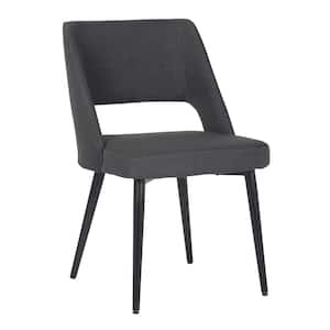 Valencia Charcoal Fabric and Black Steel Side Chair