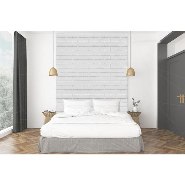 3D Falkirk Retro IV 23 in. x 23 in. Pearl White Faux Brick PVC Decorative Wall Paneling